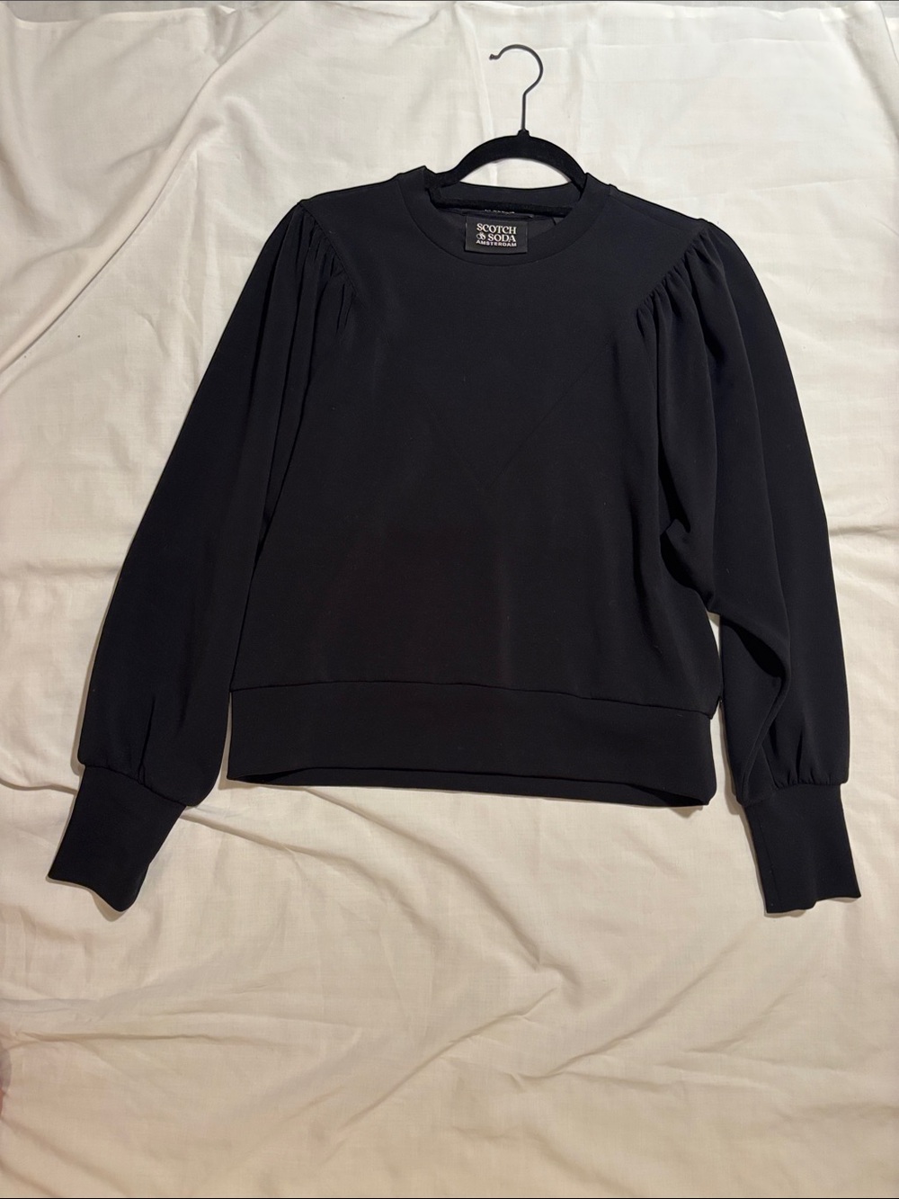 Scotch & Soda Black Puff-Sleeve Sweatshirt